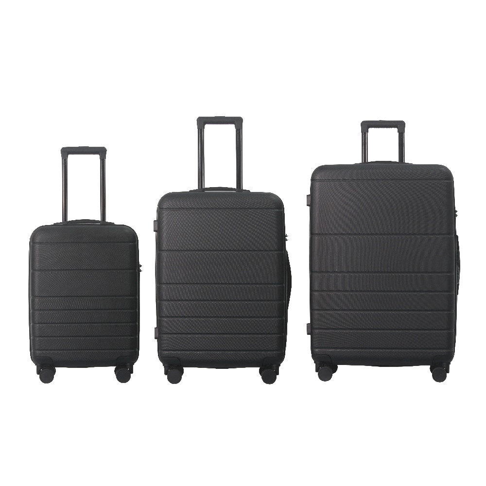 Luggage Sets ABS Hardshell 3pcs Luggage, Lightweight Durable Suitcase Sets Spinner Wheels Suitcase With TSA Lock 20''24''28'' Available(Black)_voghion.com